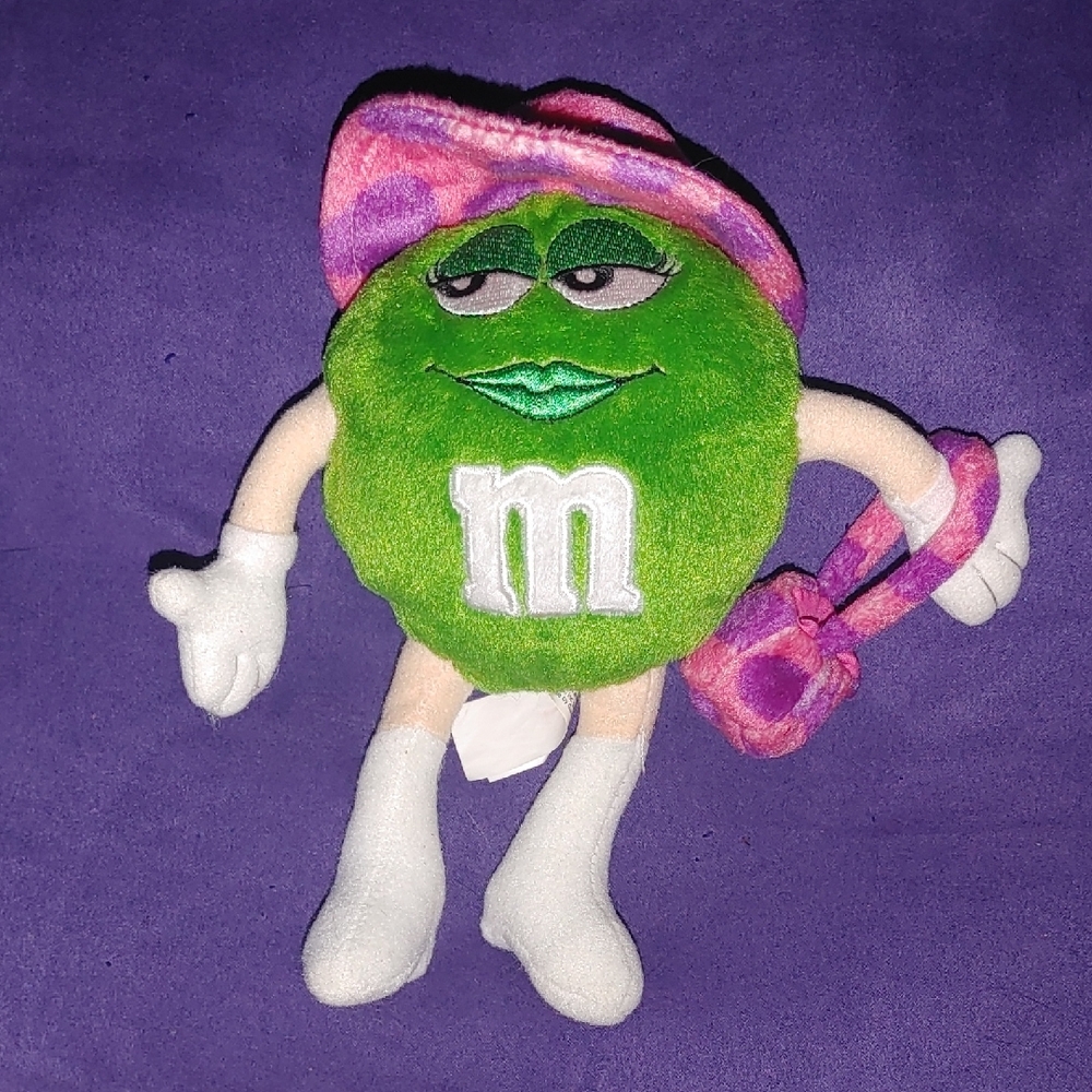 M&M'S Green Plush with Pink and Purple Hat